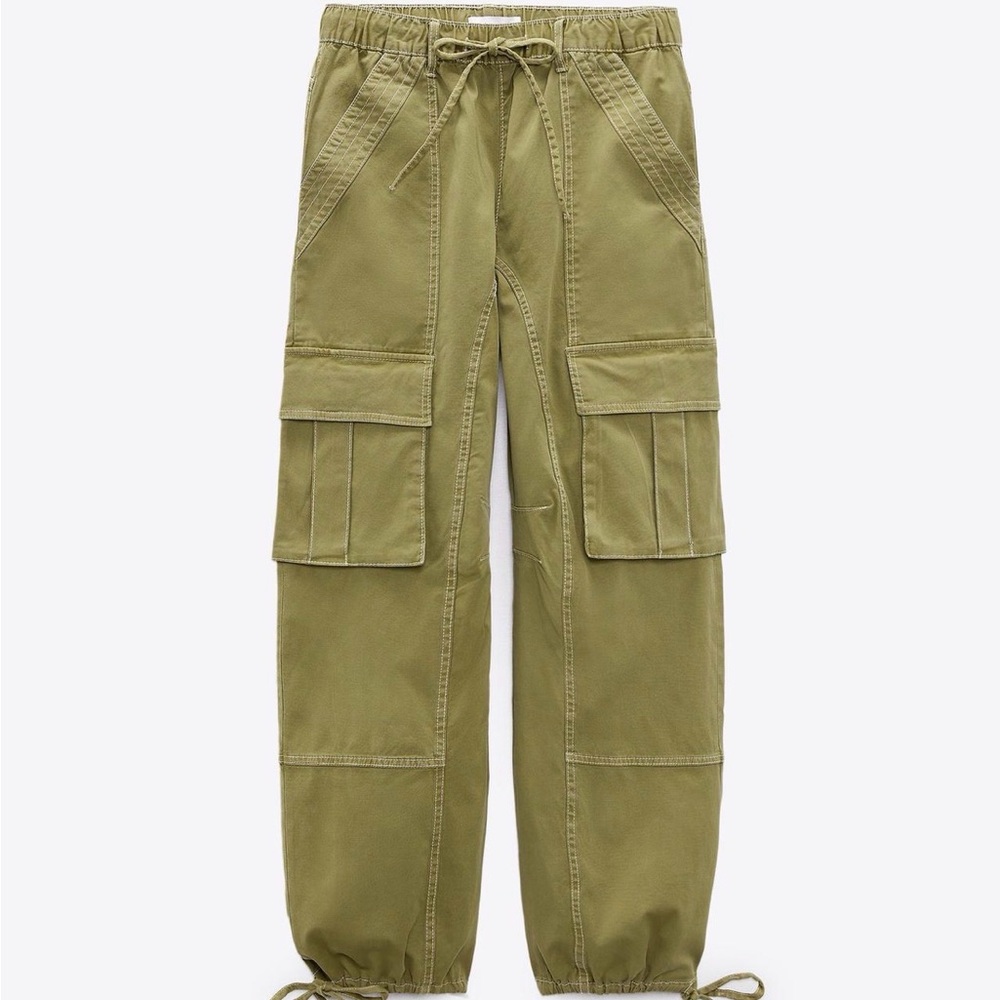 Zara Women's Olive Cargo Pants